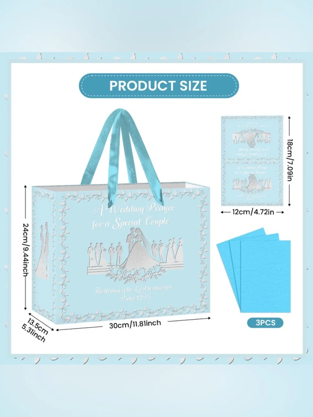 Wedding Prayer Gift Bag with Blue Tissue - Elegant Bridal Party Favor